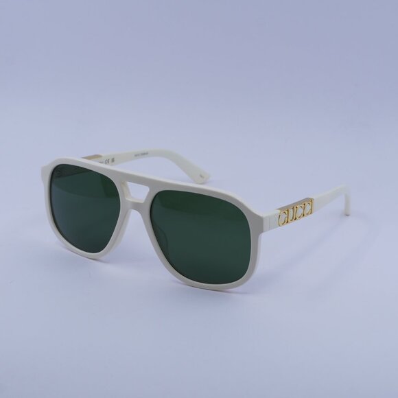 Gucci GG1188S 005 Sunglasses Ivory Aviator Frame, Green Lenses main image 8